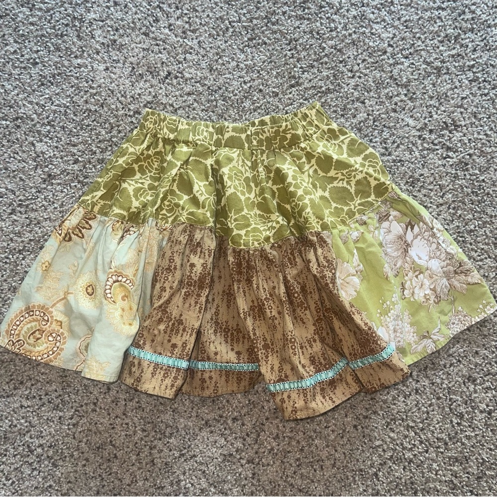 Matilda Jane Westside Molly Swing Skirt Green Brown Size 10